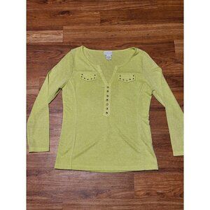 Soft Surroundings Womens Tunic Top Size‎ M Green Rivet Detail